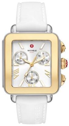 Picture of Michele Deco Sport Chronograph Gold-Plated White Silicone Watch