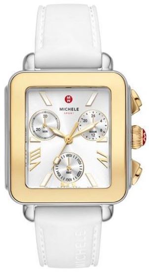 Picture of Michele Deco Sport Chronograph Gold-Plated White Silicone Watch